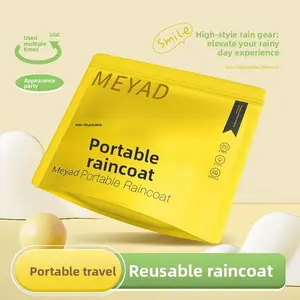 MEYAD Portable Raincoat Single Pack Disposable Extra Long Thick Unisex Adult Waterproof Heavy Rain Protection Hiking Poncho Lemon Yellow