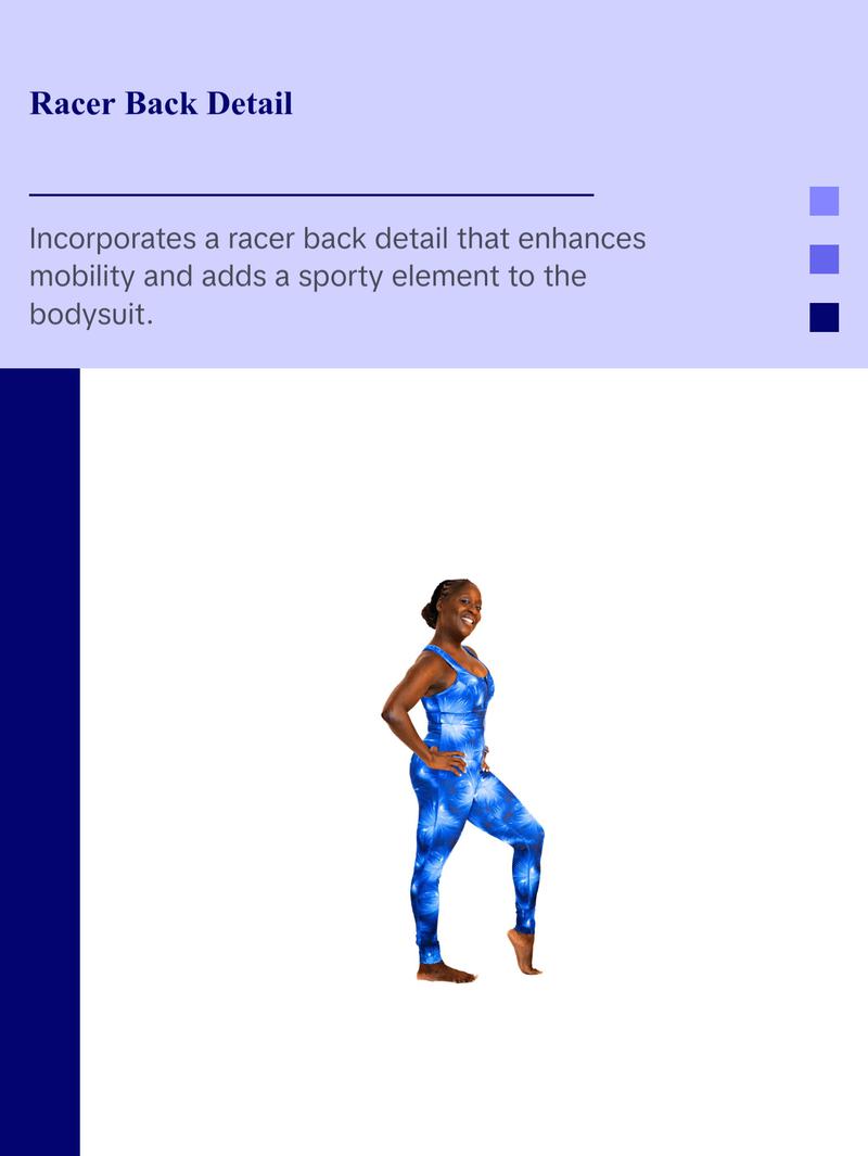 Sapphire Bodysuit Spandex Women's Wear Zipper Compression Long Sleeveless with Moisture-Wicking Technology & YKK Zipper Double-Layered Bust Compression Curve-Defining Silhouette Racer Back Detail 4-Way Stretch Fabric