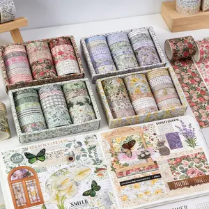 15 rolls of oil painting pastoral washi tape, Flower Series, Perfect for Scrapbooks, Diaries, DIY Crafts, Art, Spring/mother's Day/birthday/easter Decorations, DIY scrapbooks, cards, greeting cards, photos, mugs, and other decorative sticker sets