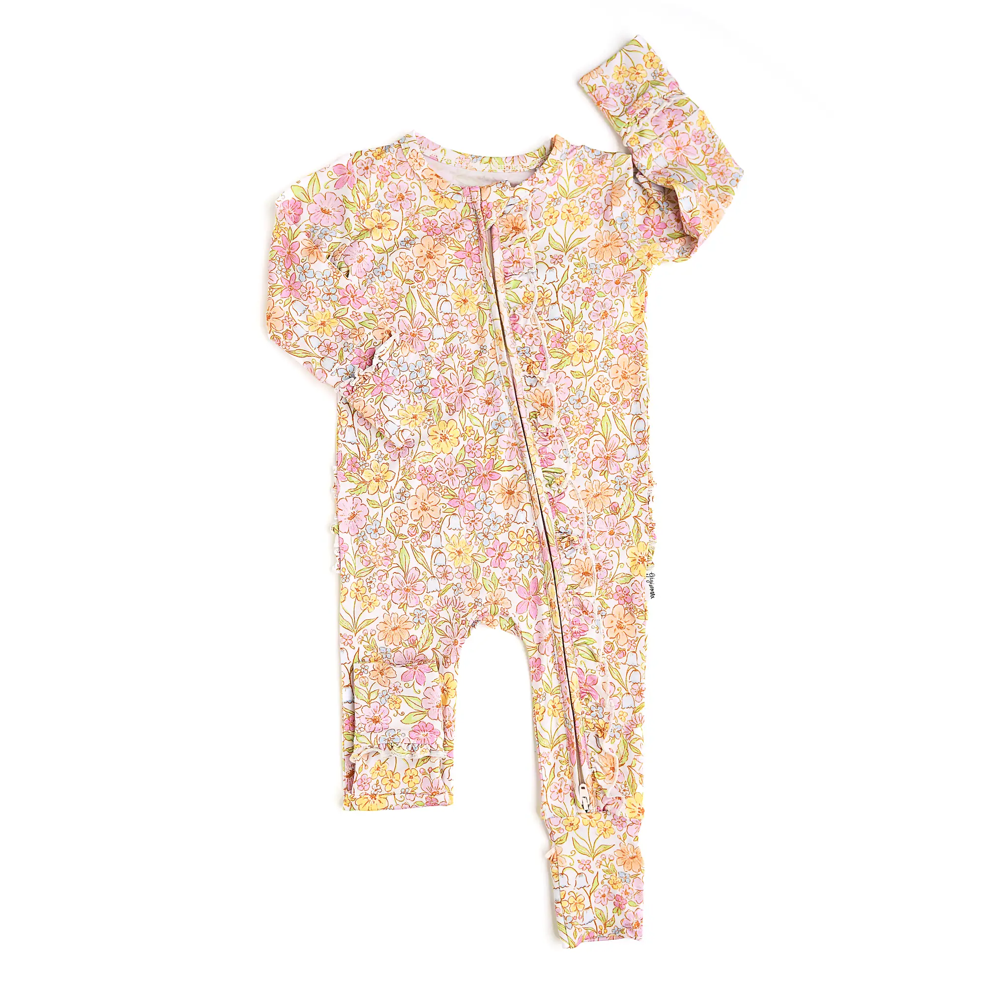 Kennedy Floral RUFFLE ZIP Easter Floral Two Way Zip Bamboo Gigi and Max