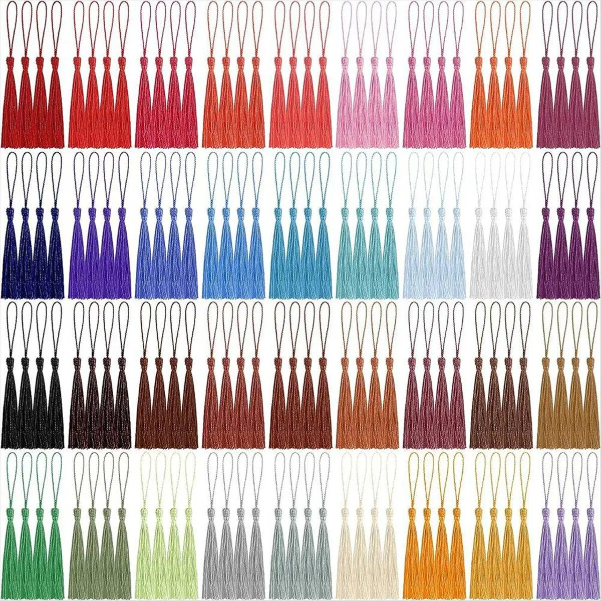 144Pcs 5.5 Inch Silky Handmade Soft Craft Mini Tassels with Loops for Jewelry Making,Bookmarks, 36Colors, 4Pcs of Each