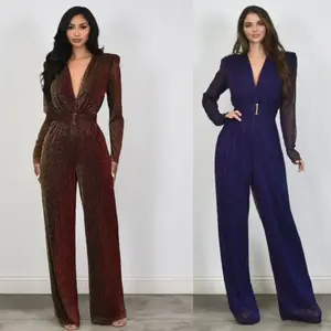 Metallic Mesh Crinkle Jumpsuit