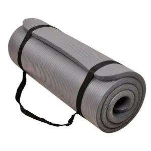 Signature Fitness 1" Extra Thick Exercise Fitness Yoga Mat w/ Carry Strap, Gray Signature Fitness 1" Extra Thick Exercise Fitness Yoga Mat w/ Carry Strap, Gray