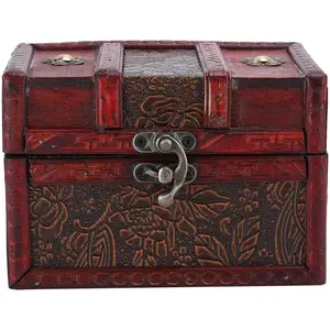 Classic Wooden Storage Box, Jewelry Organizer, Portable Decorative Wooden Treasure Chest, 14x9x9.5cm