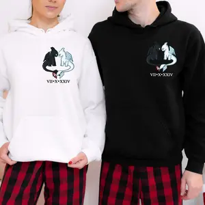Custom Name Toothless And Light Fury Couple Sweaters Matching Anniversary Hoodie Gift For Her Him Toothless Couple Dragon Hoodie