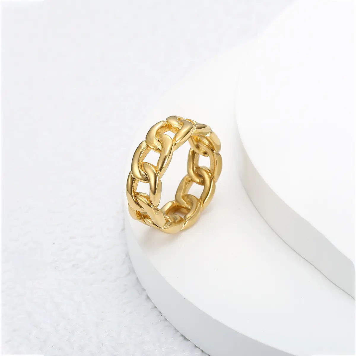 1pc European and American Light Luxury Punk Style Chain Buckle Women's Niche Retro Popular Versatile Ring