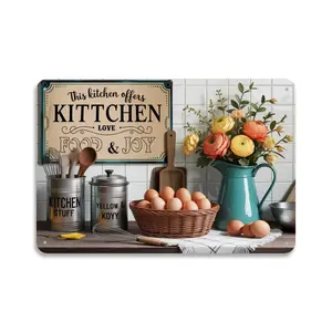 Vintage Kitchen Food & Joy Metal Sign Print Aesthetic Room Decoration for Home Bedroom Kitchen Bar Garage Cafe Dorm Bathroom Wall Decor 8 X 12， Easy to Hang