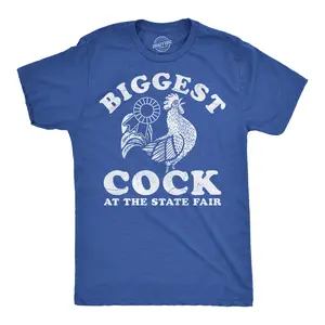Mens Funny T Shirts Biggest Cock At The State Fair Sarcastic Rooster Graphic Novelty Tee For Men Mens Funny T Shirts Cool Vintage Fashion T-Shirt Gift Classic Menswear Funny Animal Short Sleeve Novelty Tees for Royal -