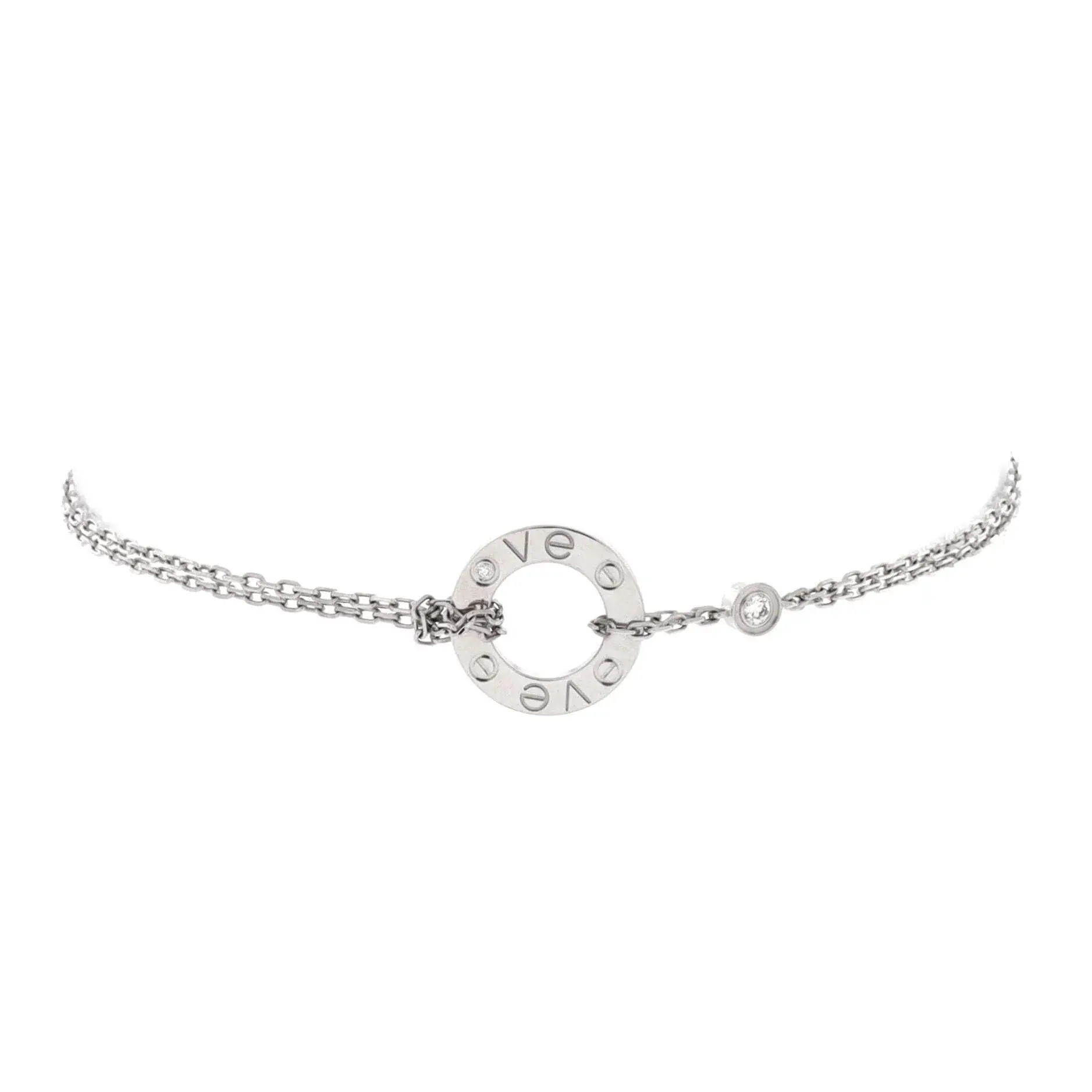 Pre-owned Cartier 2 Diamonds Love Bracelet 18K White Gold with Diamonds by Rebag