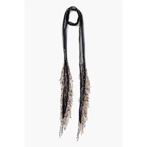 Beaded Skinny Scarf Black