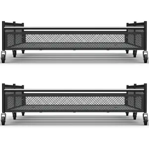 Under Bed Storage with Wheels - XXL 65L Metal Frame Rolling Bin & Shoe Organizer, Large Container 31.5"x23.6" - Ideal for Toys, Bedding & Clothes (pack of 2)