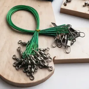 30LB High Strength Tangle-Free Stainless Steel Nylon Coated Fishing Leader Kit with Swivel Snap Connectors for Saltwater Freshwater Fishing Tackle Professional Fishing Gear 2 Colors Available Fishing Gear Set