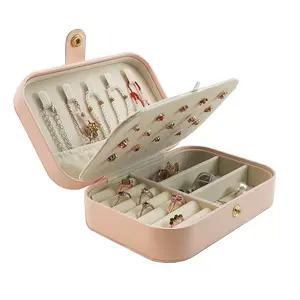 1pc Luxury Synthetic PU Leather Jewelry Box - Secure Locking Double-Layer Case, Soft Fabric Lining, Portable Organizer for Earrings, Necklaces, Rings - Modern Desktop Storage for Home/Office Display