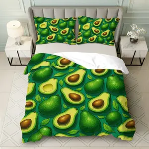 3PCS Duvet Cover Set, 1 Duvet+2 Pillowcases(Without filler), Avocado Green Nature Fresh Charming theme, Easter bedding set, Cozy Soft Luxurious Suitable for decoration Bedroom Living Room Dorm Apartment.