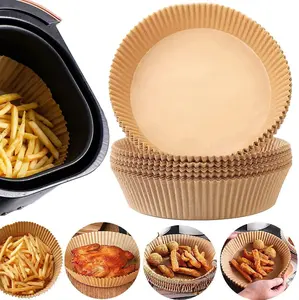 Disposable Air Fryer Paper Liner,100pcs Non-Stick Round Baking Paper Trays, Waterproof Oil-Proof Air Fryer Parchment Paper for Baking Roasting, Microwave Oven Liner, Easy to Clean, Baking Supplies, Home Kitchen Food Essentials