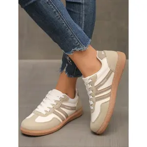 Step Women's Classic Multi-Color Vintage Rubber Sole Sneakers, PU Leather Casual Shoes, Anti-Slip Tennis & Skateboard Shoes