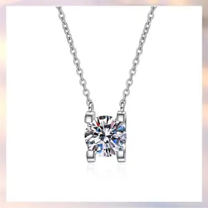 [124] Synthetic Moissanite?Pendant?Necklace?For?Women?0.5/1.0/2.0CT?S925?Silver?Chain?Necklace?Synthetic Moissanite?Fashion?Necklace?Christmas?Gift