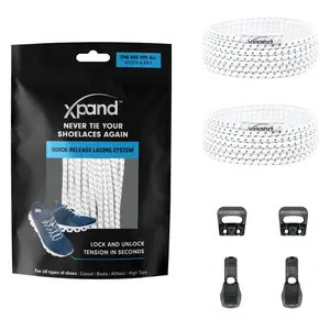 Xpand Laces No-Tie Round Laces - White Reflective
