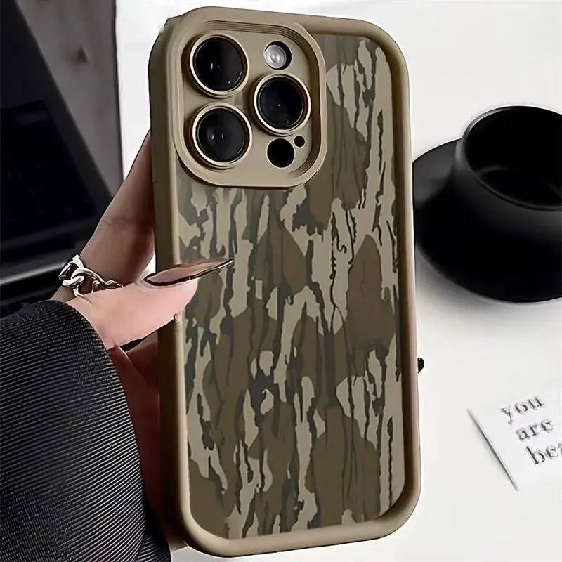 Vintage Camouflage Pattern Phone Case, TPU Shockproof Phone Protective Cover, Fashion Phone Accessories Compatible with iPhone 17 Promax 16 Plus 15 14 13 12 11 Xs Xsmax, Casing, Mother's Day Gifts.