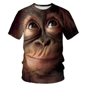Summer men's funny T-shirt, monkey gorilla men's T-shirt printed short sleeved top, casual sports short sleeved top