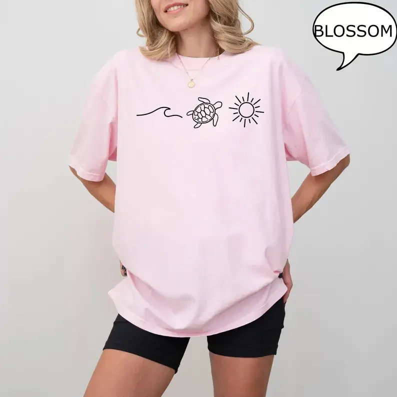 Comfort Colors Ocean Turtle Sun T-shirt, Summer Outfits, Gift for Women, Beach Shirt, Summer Women Shirt