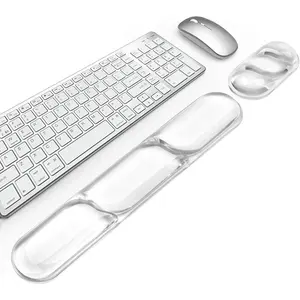Keyboard and  Wrist Rest,  Gel   Pad with Wrist Rest Set, Gaming Mousepad Arm Cushion Support for  Office Desk Accessories (Clear Gel White Set - 2)