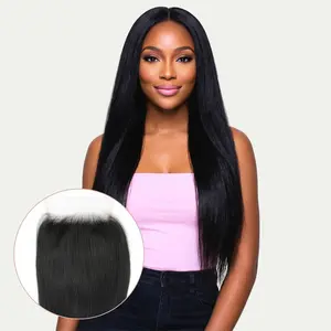 Yaki Straight 5x5 HD Lace Human Hair Closure - 100% Virgin Brazilian Hair, Relaxed Texture, Flawless Finish, Extra Parting Space, Seamless Blend