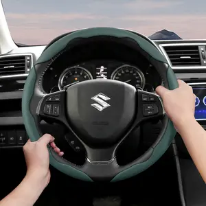 Steering wheel cover for Suzuki, perforated breathable leather, segmented design, ultra-thin, protects the steering wheel. Fits Swift, Sport, SX4, Grand Vitara, Jimny, Solio, S-Cross, Alto, Liana, Baleno, ZC32S, Ciaz, Ignis, Carry, Ertiga, XL7, Kai Yue