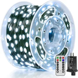 Christmas Lights with 600 LED 196 FT,  String Lights with Remote and Timer, Christmas Tree Lights with 8 Modes Dimmable, Fairy Lights for Holiday Decor (Cool White)