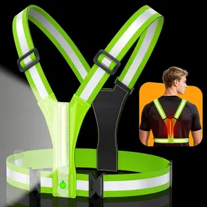 LED Reflective Vest Super Bright Lighting, 360 °   Visible Running Light for Runners, Waterproof Adjustable Reflective Running Vest Headlamp Gear for Men/W