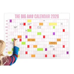 Large Wall Calendar, 365 Days Dry Erase Calendar with Custom Labels, All Year Overview Daily Planner, Student Calendar