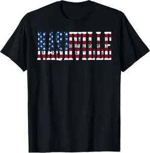 Nashville USA Tennessee Country Music American Flag Casual Short Sleeve Cotton T-Shirt