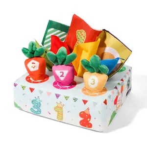 1PC Baby Tissue Box Toy Toy for Toddlers, Multi Activity Playset, Stacking Toys with Radish, Crinkle Paper –for Halloween, Thanksgiving, Christmas and Birthday Gifts