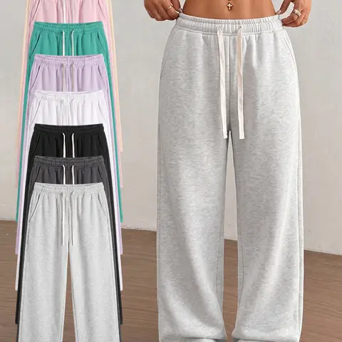 Women’s Cotton Casual Loose Straight-Leg Athletic Pants (1/2/3 Pack), Elastic Drawstring Waist, Breathable Soft Bottoms, 8 Colors, Suitable for Everyday Outdoor Wear, New Year Outfits, Women's Pants Multi Pack