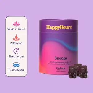HappyHours Snooze Blueberry Gummy Bears - 60 Count for Restful Sleep & Relaxation - Soothe Tension & Wake Up Refreshed