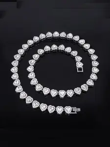 Men's Hip-Hop Heart Chain Necklace, Rhinestone Heart Pendant, Street Style Jewelry, Fashion Gift for All Seasons