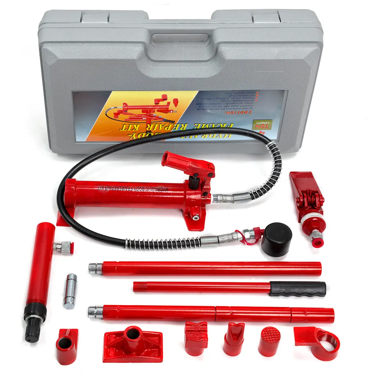 XtremepowerUS 4 Ton Hydraulic Spreader Kit with Carrying Case, Portable Porta Power Kit for Auto Body Frame Repair, Automotive, Truck, Farm & Heavy Equipment