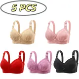 5 PCS/ 3PCS Sheer Seamless Sports Bra for Women Wireless Lace Bralette Push-Up Underwear All-Day Comfort Support Lingerie Lightweight Posture Enhancement -RR