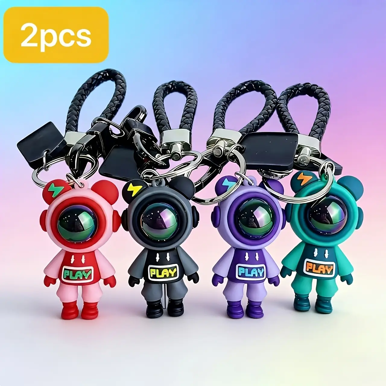 2PCS Premium Bear Keychain, Couples Gift, Cute Cartoon High-End Car Keychain, Men's Keychain Gift, Best Friend Gift, Customized Keychain, Creative Car Accessories, Trendy Backpack Accessories for Both Men and Women