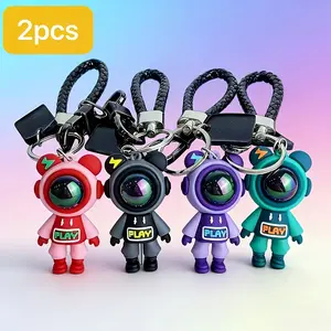 2PCS Premium Bear Keychain, Couples Gift, Cute Cartoon High-End Car Keychain, Men's Keychain Gift, Best Friend Gift, Customized Keychain, Creative Car Accessories, Trendy Backpack Accessories for Both Men and Women outdoorfun