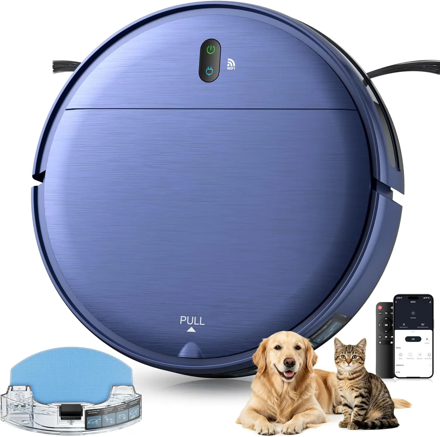 Robot Vacuum and Mop 2 in 1 Combo, 3000Pa Strong Suction, Self-Charging Robotic Vacuum Cleaner with App Control, Slim Design for Pet Hair, Hard Floor, Carpet, Works with Alexa/Google Home
