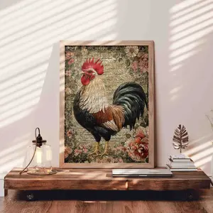 Majestic Rooster 1000 Pieces Jigsaw Puzzle, Vintage Farmhouse Art for Adults, Rustic Home Decor and Relaxing Brain Challenge, Perfect Country Gift Idea, Size 27.5x20inch(70x50cm)