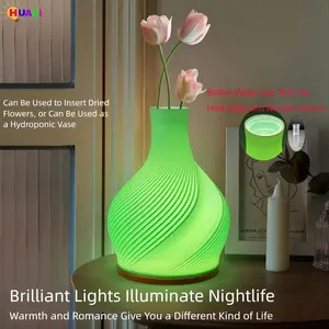 Decorative Vase Table Lamp, Modern Creative 3D Printed Design, USB Interface Romantic LED Night Light for Bedroom, Study Room, Bedside