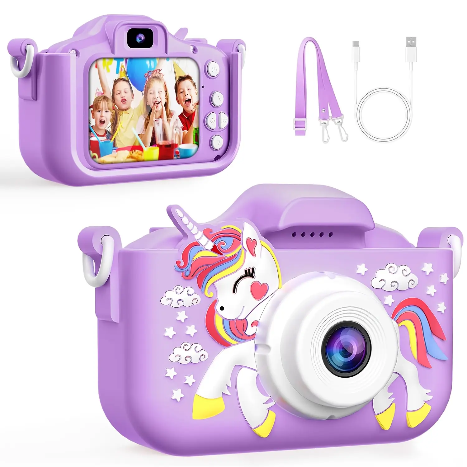 Kids Camera with 1080P HD Video, 48MP, 5 Games, USB Rechargeable Battery, 2" Screen, 2" LCD Display, 2" Lens, Kids Birthday Gift, Kids Christmas And Halloween Birthday Gift