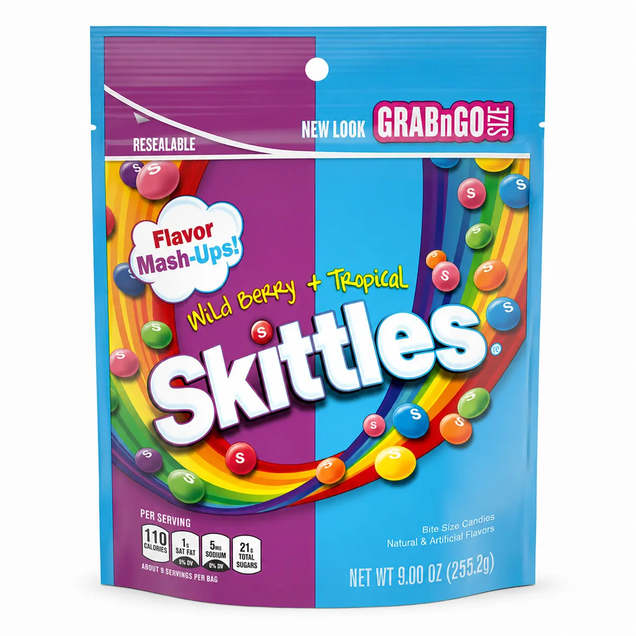 Skittles Mash-Ups Wild Berry & Tropical Candy, 9 oz Bag, Ideal for Watch Party Snacking