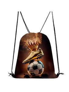 Drawstring soccer fitness bag, men's and women's drawstring backpack, hiking fitness travel bag, durable, creative and fashionable pattern drawstring backpack