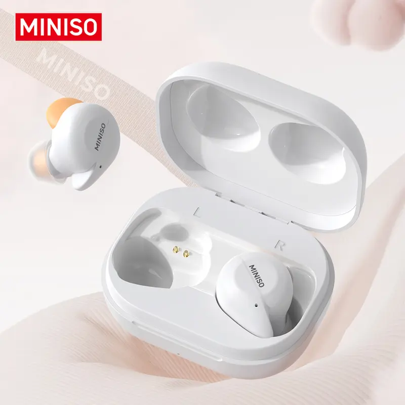 MINISO X51 True Wireless Bluetooth High Performance Earbuds - Mini In-Ear, Comfy Long Wear, Strong Bass, Touch Controls, Noise Cancellation, Mic, Silicone Build, Type-C Charging, No Fumbling, iOS/Android Multi-Device Compatible Concert Use Headphones
