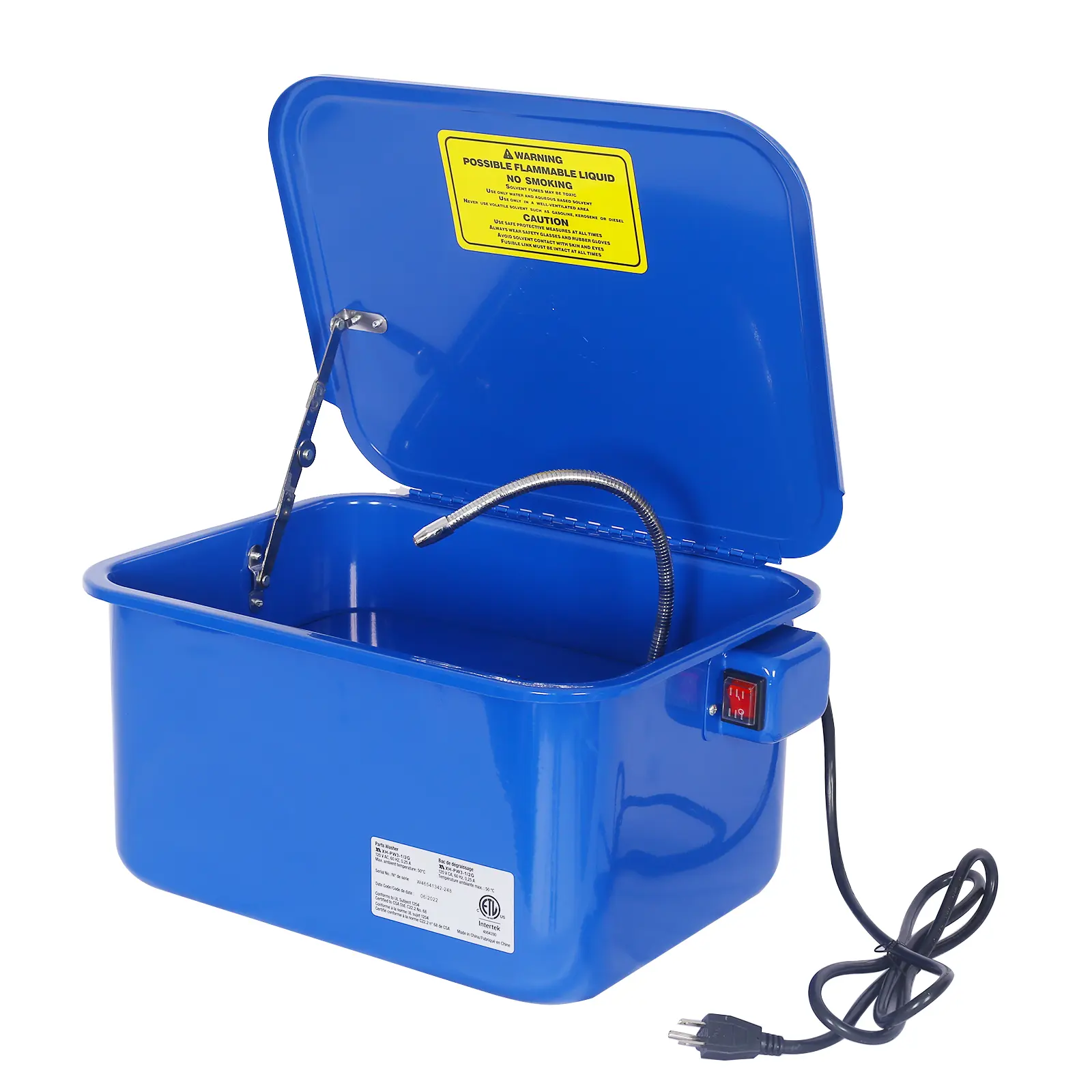 Multi-Capacity Portable Cabinet Parts Washer with 110V Pump, 3.5/20/40 Gallon Tank, 30 GPH Output, for Water-Based Industrial Cleaning Solutions