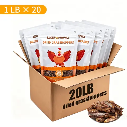 LuckyQworms Dried Insect Veggie Mix 20lbs / 1lb – High Protein Chicken Treats, Mealworms/ BSFL/ Crickets/ Grasshoppers/ Fish Blend for Poultry Ducks Birds & Reptiles