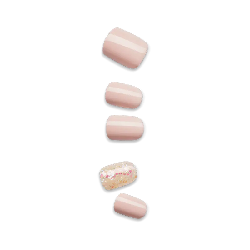 Impress No Glue Fake Press On Nails - Dorothy | Design, Pink, Short, Squoval, Manicure